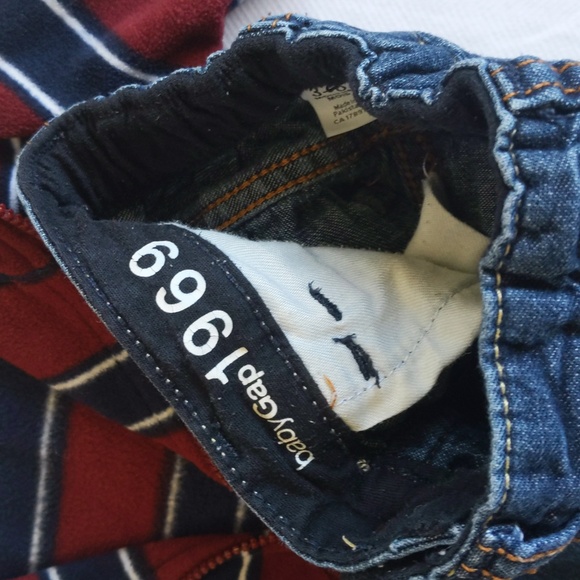 mixed brands outfit set with denim jeans & fleece pullover 3-6 months baby boy - Picture 3 of 8